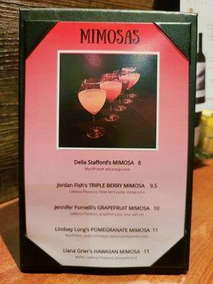 Mimosa menu