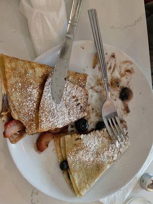 Blueberry crepe and strawberry banana crepe