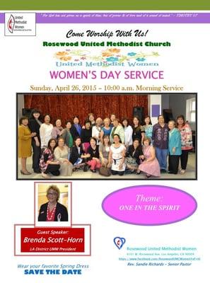 SAVE THE DATE: Rosewood UMW - Women's Day Sunday