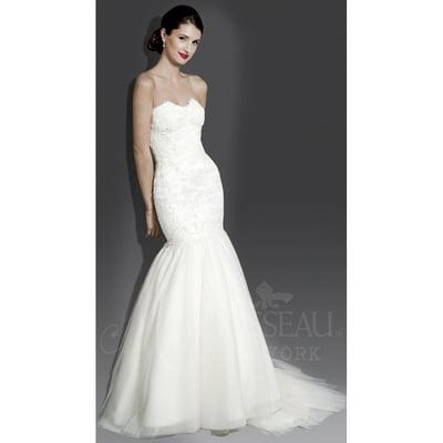 NATALIE strapless, fit and flare wedding dress by Modern Trousseau New York