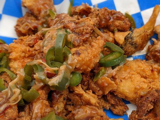 Shrimp and calamari with a sweet chili coconut sauce