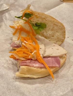 1. Ham and Steamed Pork Sandwich "with cilantro." The other half didn't even have leaves, just two stem pieces.