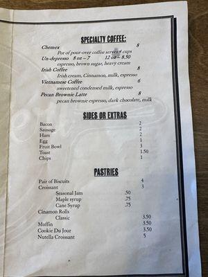 2nd page of the menu