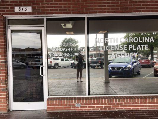 This is the front of the license plate office which is different than the drivers license office