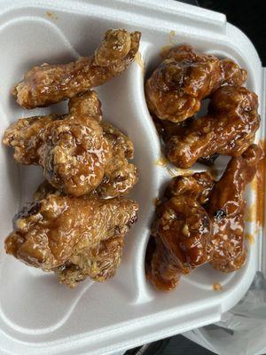 Yummmmmmy Wings! Sweet (left) & Spicy (right)