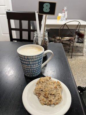 Latte and apple scone