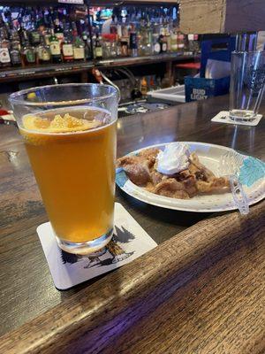 Beer from bar, pie from regulars