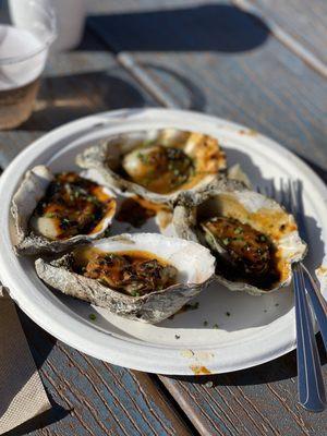 Korean spiced grilled oysters