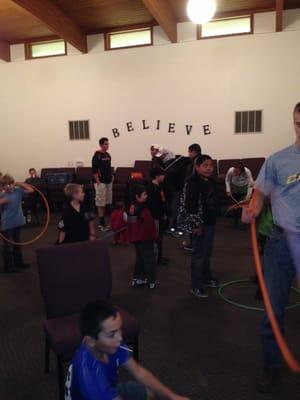 Children's crafts and games at the Harvest Party in October 2013.