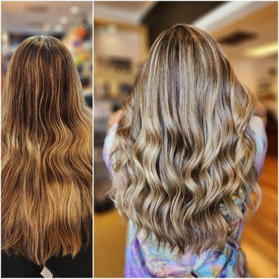 Before And After
  Balayage
  Highlight
  Haircut
 Beach Waves