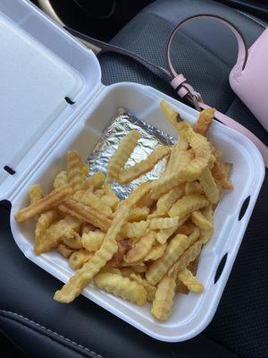 Two orders of fries when I told Brittney I didn't want a tray. I only wanted a small fry