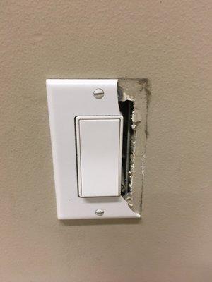 One of the many broken electrical fixtures.