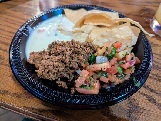 Nachos. Chips and salsa. My plate from the self-serve buffet at a private event at Taco Mac in Marietta.