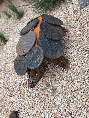 Metal sculpture of tortoise