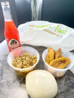 Egusi with fufu and plantains...delicious!