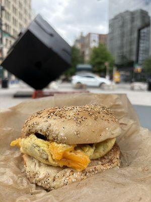 everything bagel with eggs & cheese