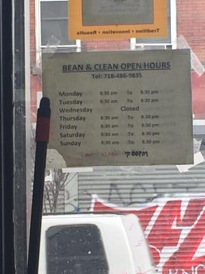 Hours. Closed on Wednesdays, last wash at 7pm