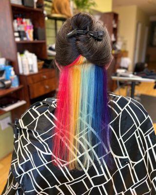 Rainbow peekaboo hair  Instagram: @hairbytffnyzheng