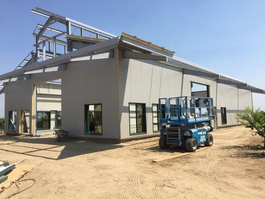 Raised Center Aisle Winery Steel Building Process