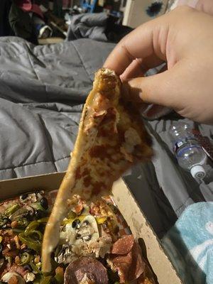 "Thick" crust after removing all toppings.