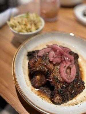 Jerk Pork Chops ($18) & cabbage ($4)