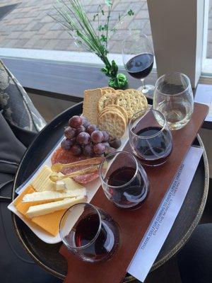 Cheese platter and wine flight experience