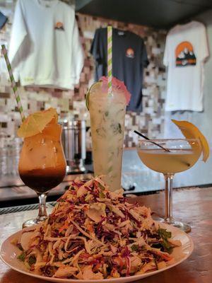 Rainbow chicken salad, Spike Thai Tea, Vietmojito, and Golden Crane.