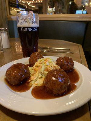 Meatballs with bbq sauce.