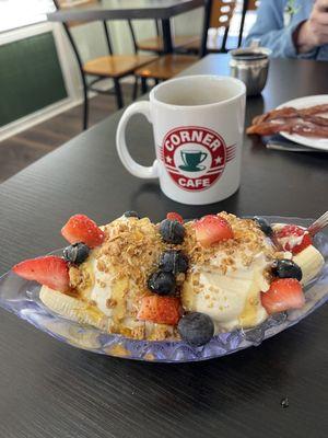 Banana split yogurt bowl