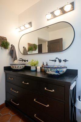 Loving the unique double sink vanity!