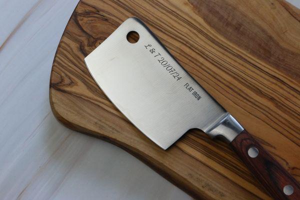 Custom engraved stainless steel cleaver knife--personalized for a unique and memorable anniversary gift!