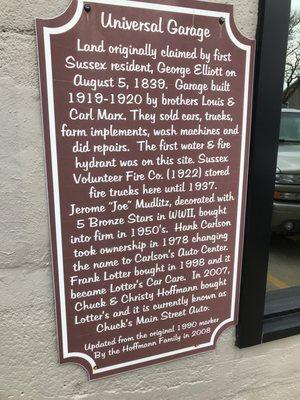 Universal Garage historical marker