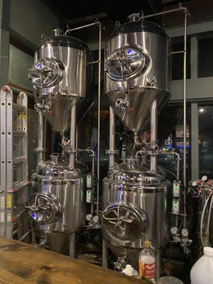 Some of the brew equipment located towards the entrance