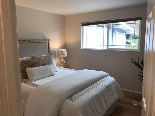 2nd bedroom staged with a comfy queen bed I thought would be too crowded.  I was wrong!