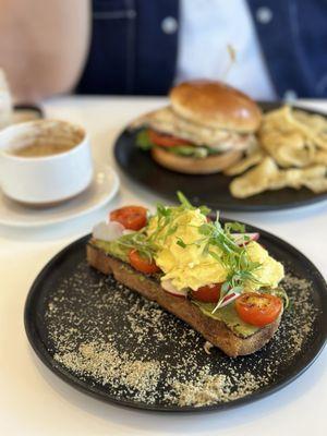 Avocado toast with scrambled egg