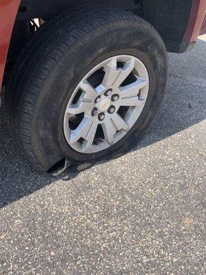 A distant photo of my tire ( hate construction)