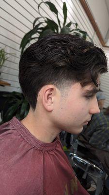 Mid length haircut taper fade