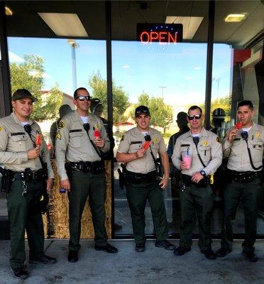 Our police officers enjoy our paletas and aguas frescas too!!