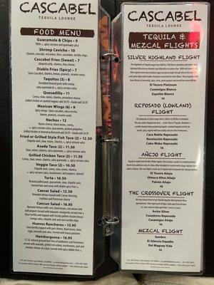 Food & Tequila/Mezcal Flight Menu