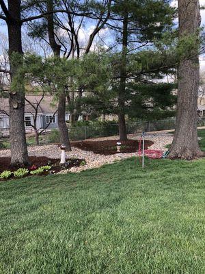 Rock and mulch installed