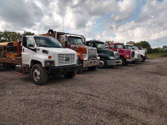 Trucks waiting for repairs