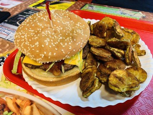 Bacon Cheeseburger with Fried Pickles