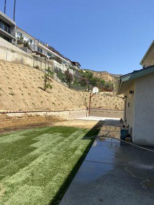 Lawn and ground cover ! For a natural retaining wall!