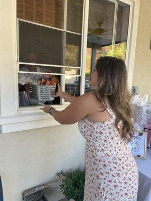 We can easily pass things from the kitchen to the back patio.