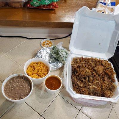 Carnitas Family Pack, including 1 xtra pound of carnitas.