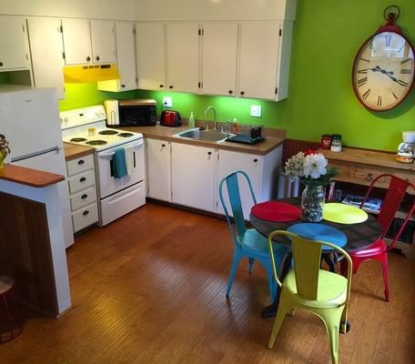 Each studio has a fully equipped kitchen with basic cooking and dining utencils