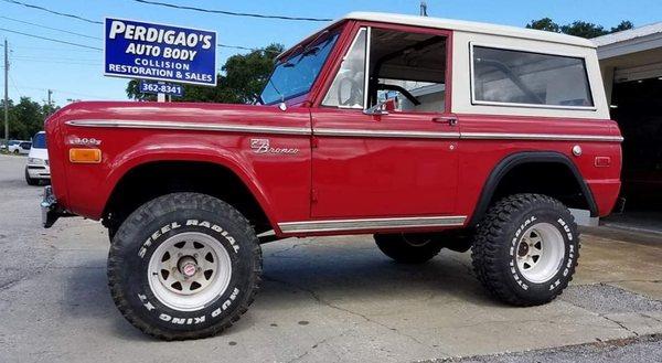 Completely restored 1970 Ford Bronco.