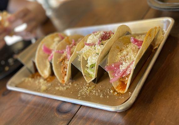 Pork (3) and brisket (1) taco mix.