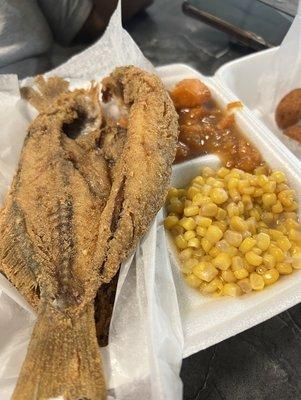 Fish, corn and yams