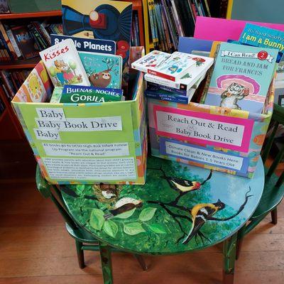 Bluestocking Books collects new books for babies participating in UCSD NICU program - a year-long baby book drive!